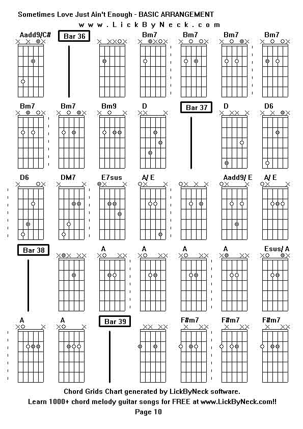 Chord Grids Chart of chord melody fingerstyle guitar song-Sometimes Love Just Ain't Enough - BASIC ARRANGEMENT,generated by LickByNeck software.